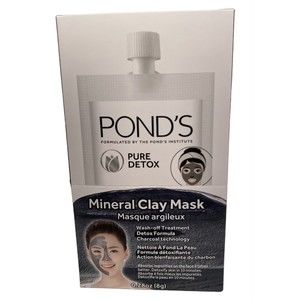 1 Boxes Ponds Pure Detox Mineral Clay Mask Facial Cleanser 6 Sachets/Box TOTAL 6